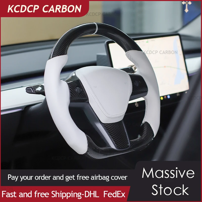 

For Tesla YOKE Steering Wheel Model 3 Model Y S X Full leather Steering Wheel