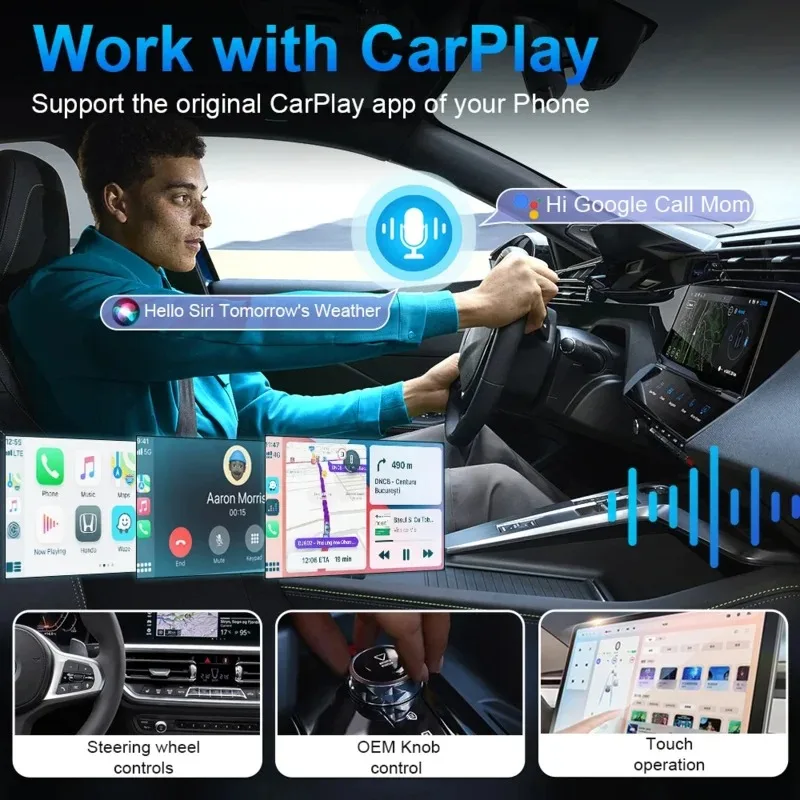 Nouvel adaptateur 2 en 1 Mini boîtier CarPlay filaire vers sans fil CarPlay et Android Auto Bluetooth WiFi connecter Plug & Play pour voitures d'origine