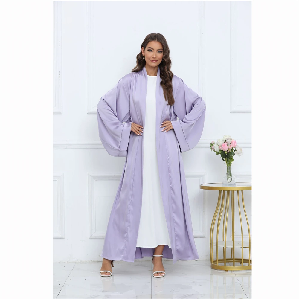 

Elegant Dubai Abaya for Women Muslim Kimono Cardigan Turkey Belted Robe Islamic Clothing Eid Ramadan Maxi Dress Jalabiya Gown