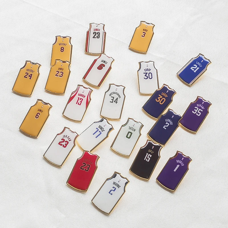 Basketball Jersey Brooch Basketball Player Badge Clothes Bag Pins Accessories Sporty Jewelry Collectible Gift for Fans Friends