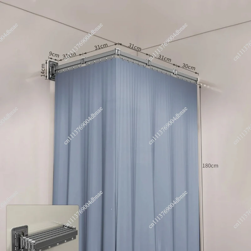 Folding Shower Curtain Bathroom Bath Blocking Tarp, High-grade Invisible Strong Sticky Bathroom Dry and Wet Separation Partition