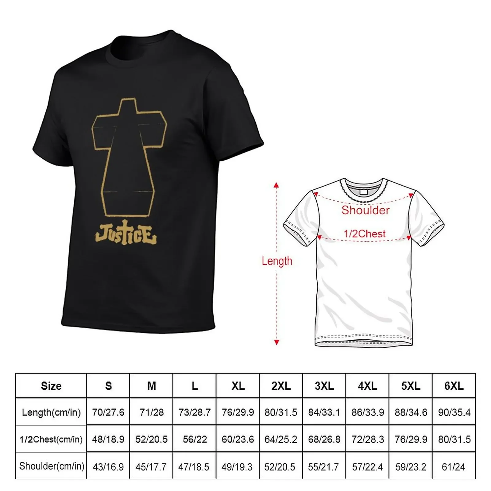 Justice electro music golden cross T-Shirt vintage anime shirt cute tops Short sleeve tee mens fashion