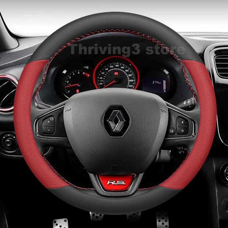 

Leather Car Steering Wheel Cover For Renault Sandero Stepway RS GT Line 2007-2020 Auto interior Renault Sandero Accessories