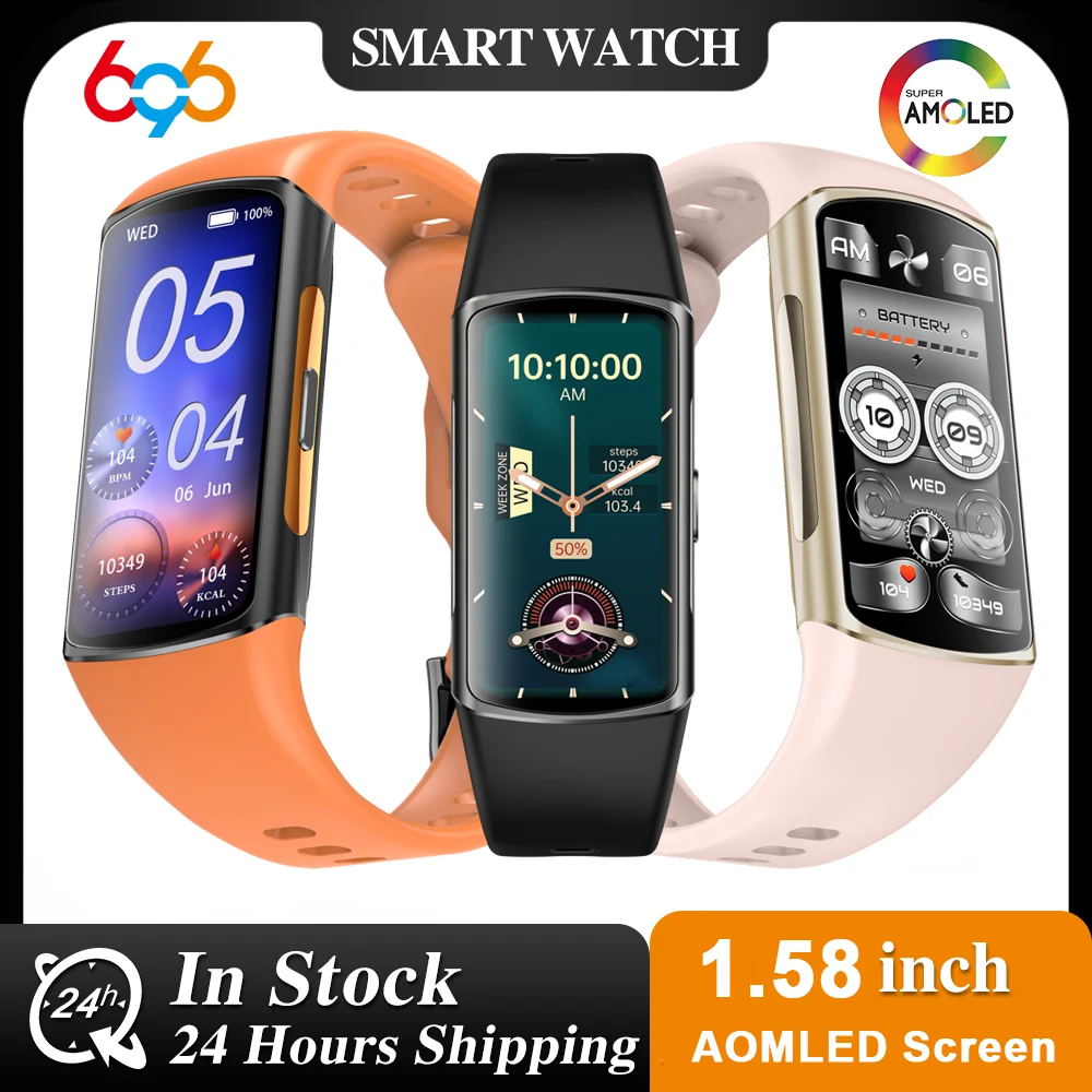 

Fashion Men Women 1.58" AMOLED Screen Sports Fitness Smart Watch Call Reminder Waterproof Heart Rate Health Smartwatch Gifts