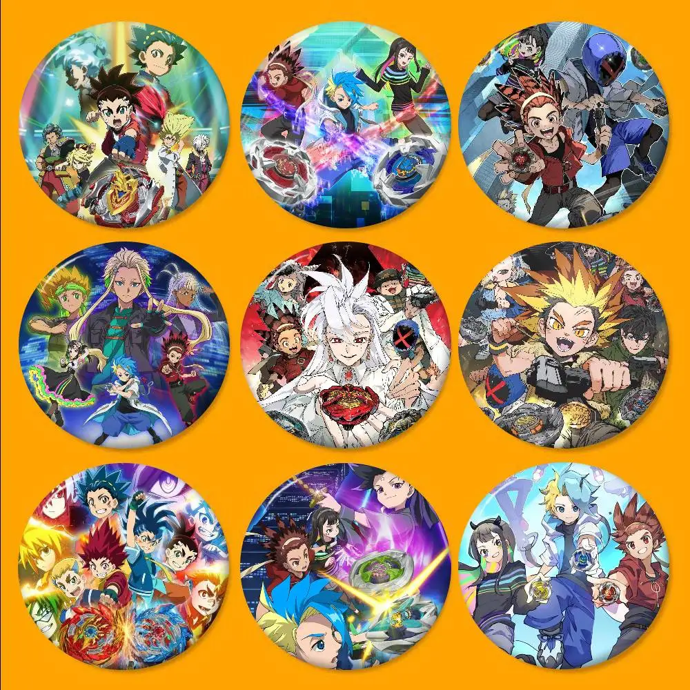 Anime B-beyblade X Creative Pins Funny Faces Round Snap-in Brooch Badge Backpack Hat Accessories Jewelry Gifts