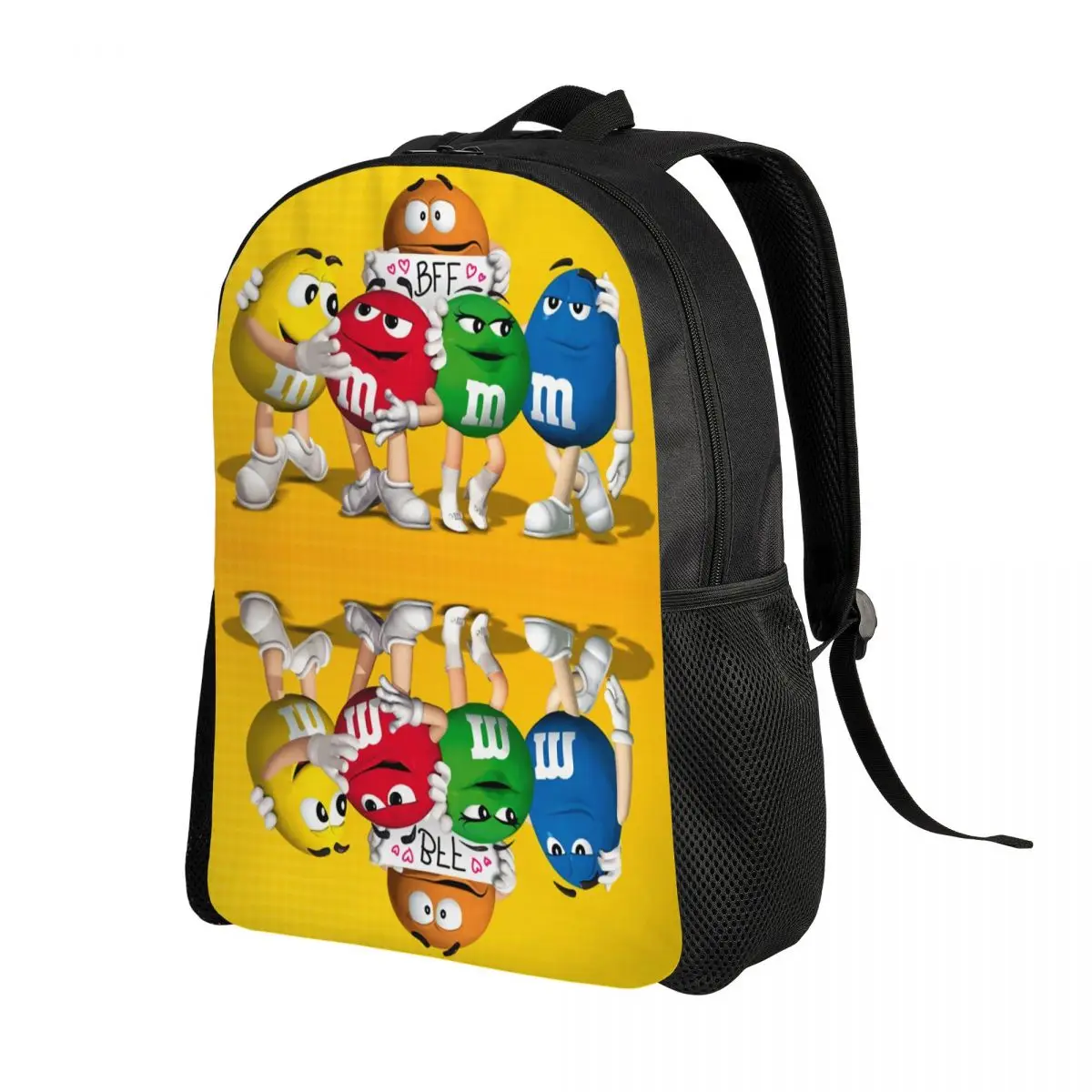 Customized Cartoon M&M'S Ideas Backpacks Men Women Casual Bookbag for School College Funny Candy Chocolate Bags