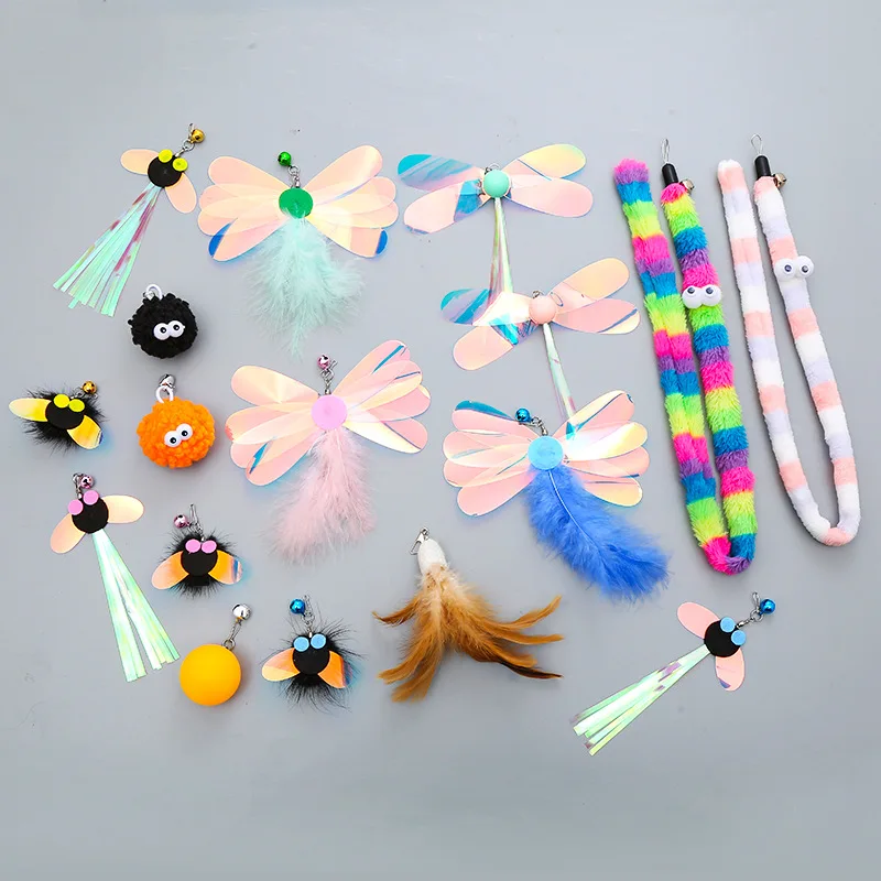 New Pet Cat Toy Funny Cat Stick Feather Replacement Head DIY Feather Cat Toy Bell Replacement Head Pet Supplies Cat Toys