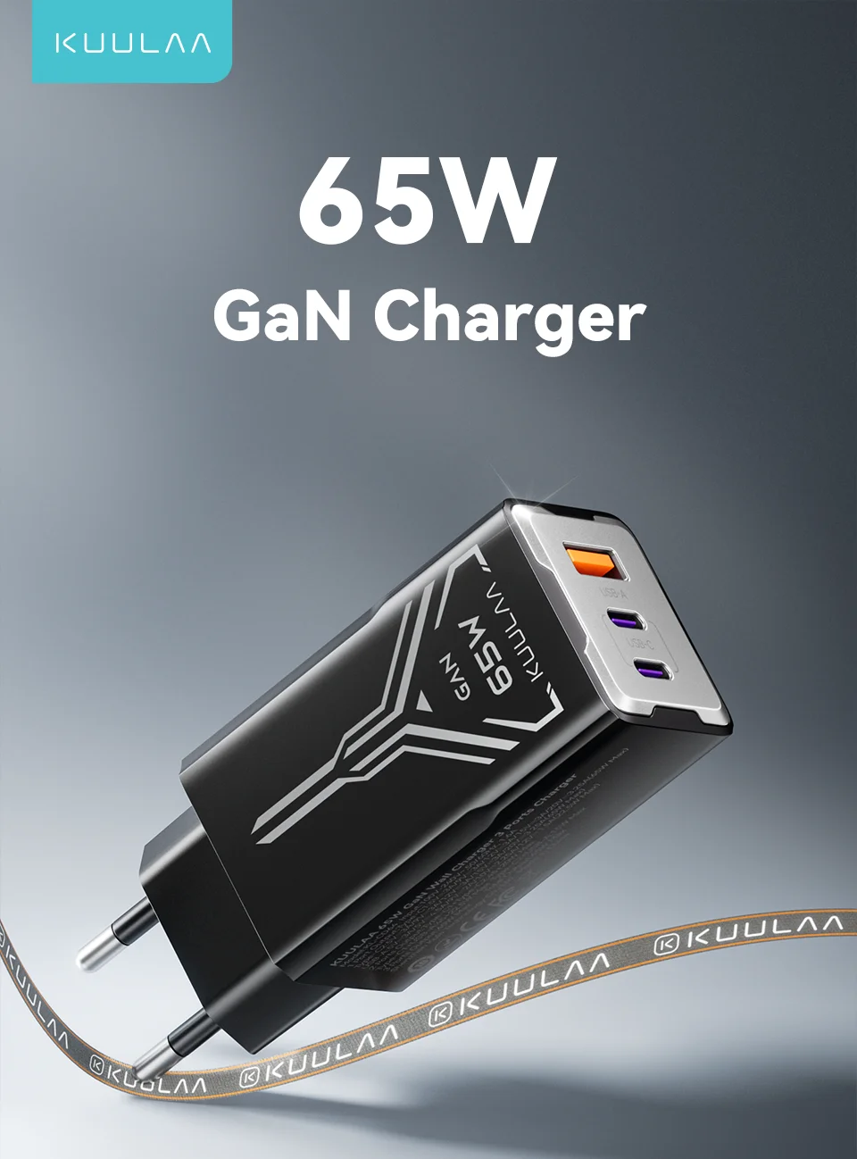 KUULAA 65W GaN Ladegerät Typ C Quick Charge 4.0 3.0 PD USB-Ladegerät für iPhone 16 15 14 Pro Max Schnellladegerät für Laptop PD-Ladegerät – Detail 1