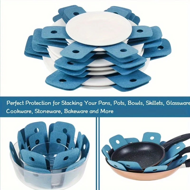 4 kitchen dividers of different sizes, stacked separation pads, for protecting and separating pans and pans, kitchen gadgets