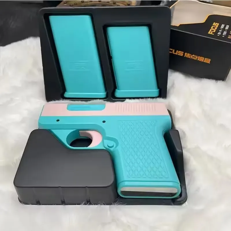 Coole pistoolvormige winddichte riem, 3 sigarettenpakjes, aansteker, opblaasbare buitenaansteker met jet-turbine, gepersonaliseerd cadeau voor mannen