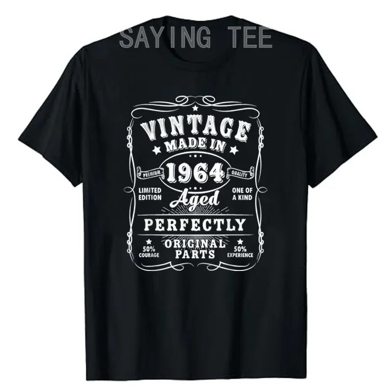 Vintage 60th Birthday Decorations Men Funny 1964 60 Birthday T-Shirt Daddy B-day Present Father's Day Gifts Letters Saying Tee