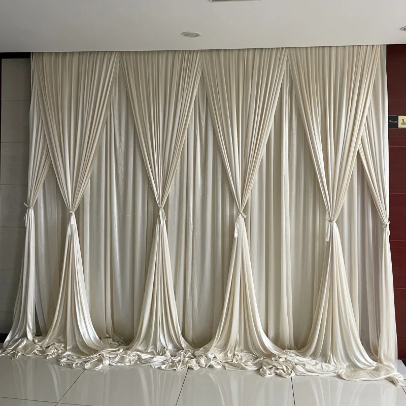 Customs Fashion Beige Wedding Backdrop Curtain Drapes Wedding Supplies Party Event Birthday Stage Background Draperia Decoration