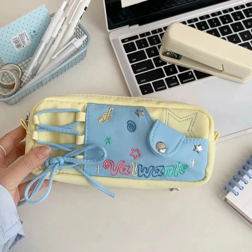 Pencil Case Korean Stationery Bag Desktop Storage Large Capacity Large Ins Pen Bag Cosmetics/Card/Pens Canvas Cloth