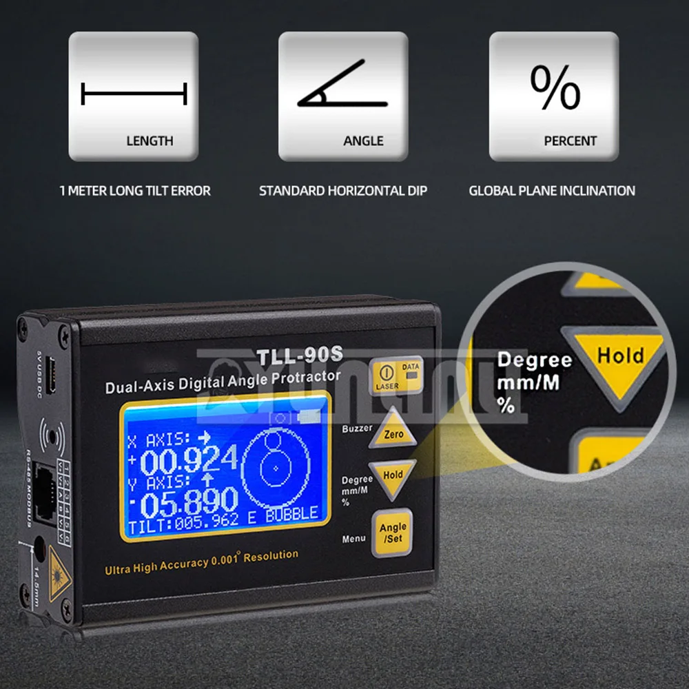 0.005 High-Precision Laser Level Electronic Level Dual Axis Digital Inclinometer Tll-90s leveling Measuring Tools