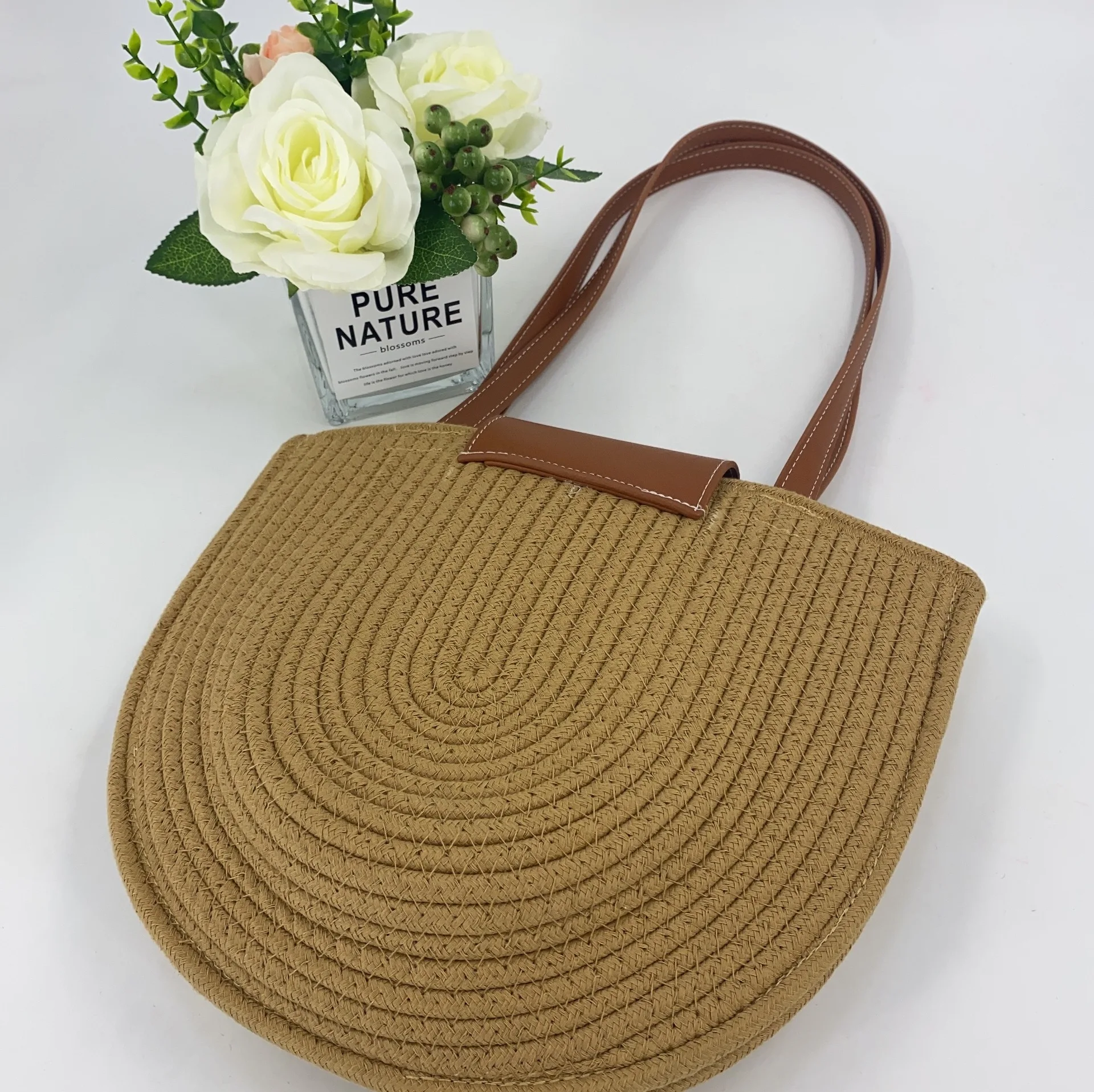 Ladies Fashion Summer Straw Crossbody Bag Women Beach Holiday Shopping Woven Shoulder Handbag Messenger Purses For Women Bags