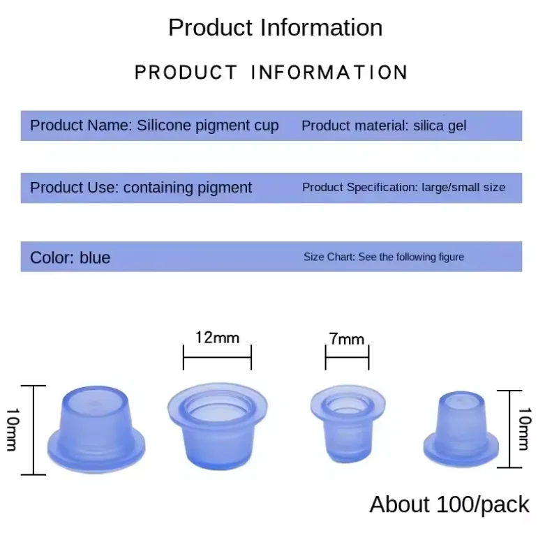 100pcs Soft Silicone Disposable Microblading Blue Transparent Tattoo Ink Cup Permanent Makeup Pigment Container Storage Holder