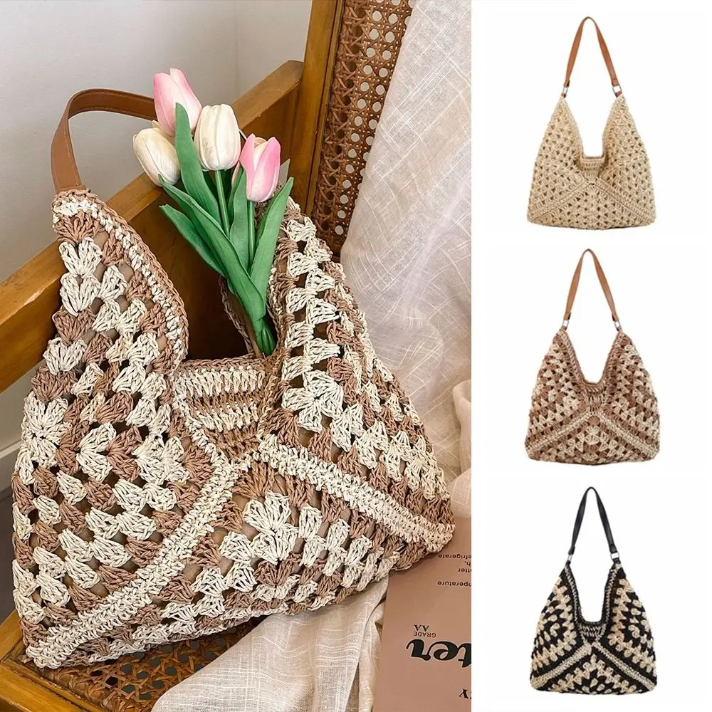 

Trendy Summer Straw Crochet Bag Leisure Beach Weave Shoulder Bag Vacation Casual Women's Handbags Ladies/Girls