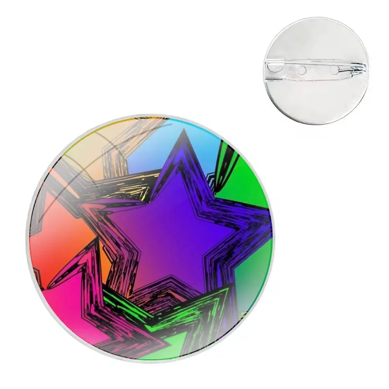 Broche estrela colorida para roupas, Crachá para decoração de mochila, Pin Acessórios, Presente