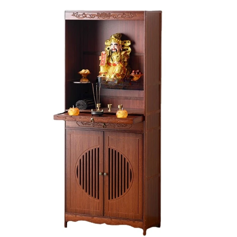 Divine Table Cabinet with Door, Chinese Buddha Niche Wardrobe, Worship Table, Altar Home