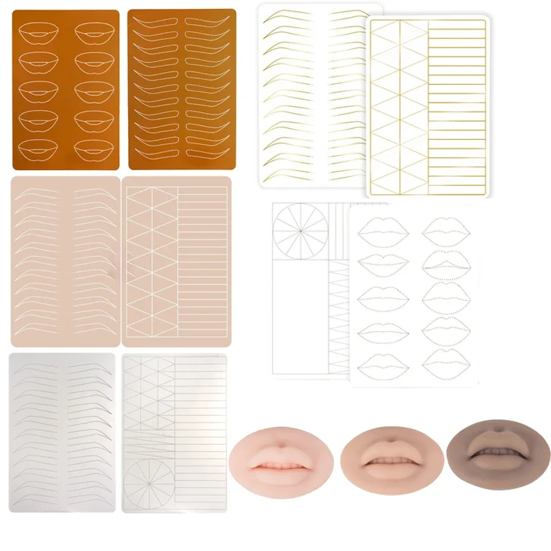 Double Side Eyebrow Sheets Practice Skin Silicone Skin Kits Tattoo Supplies For Microblading Permanent Makeup Beginner