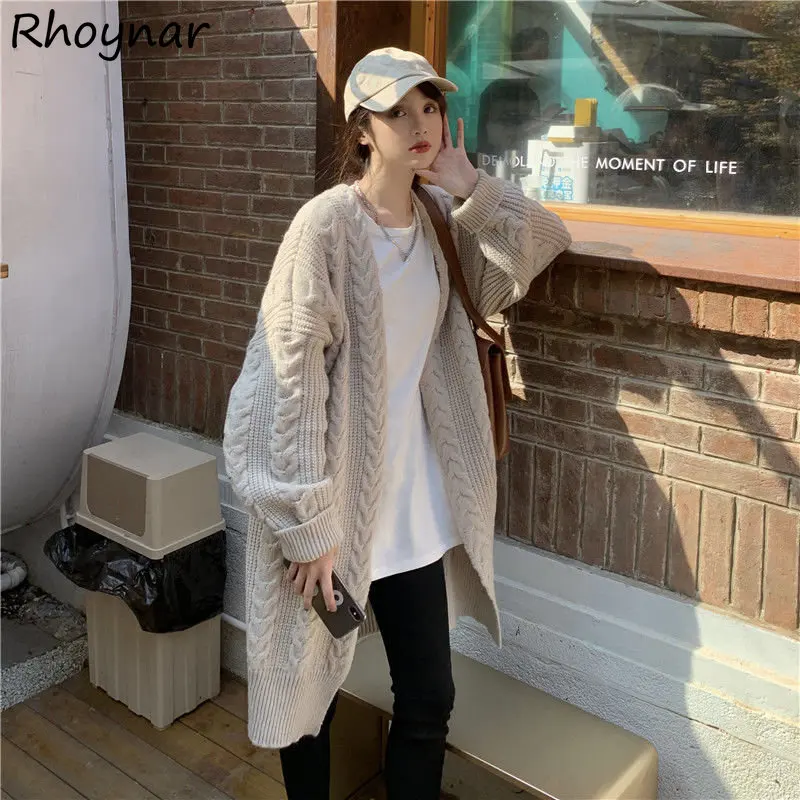 Women Long Sweaters Cardigan Knitwear Baggy Elegant Gentle S-5XL Ladies All-match Korean Fashion Кардиган Женский Thick Pure BF