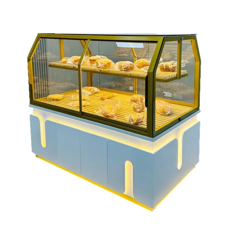 

Spot Bread Cabinet Middle Island Side Cabinet Cake Dessert Bread Pastry Peach Crisp Biscuit Display Cabinet Supermarket Di