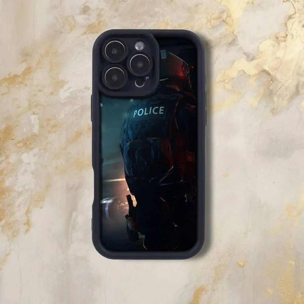 P-경찰 S-SWAT FBI 아이폰 케이스 (아이폰 17,16,15,14,13,12,Pro,Max,Plus,E,SE4,Air용) 에머리 블랙 풀커버 TPU