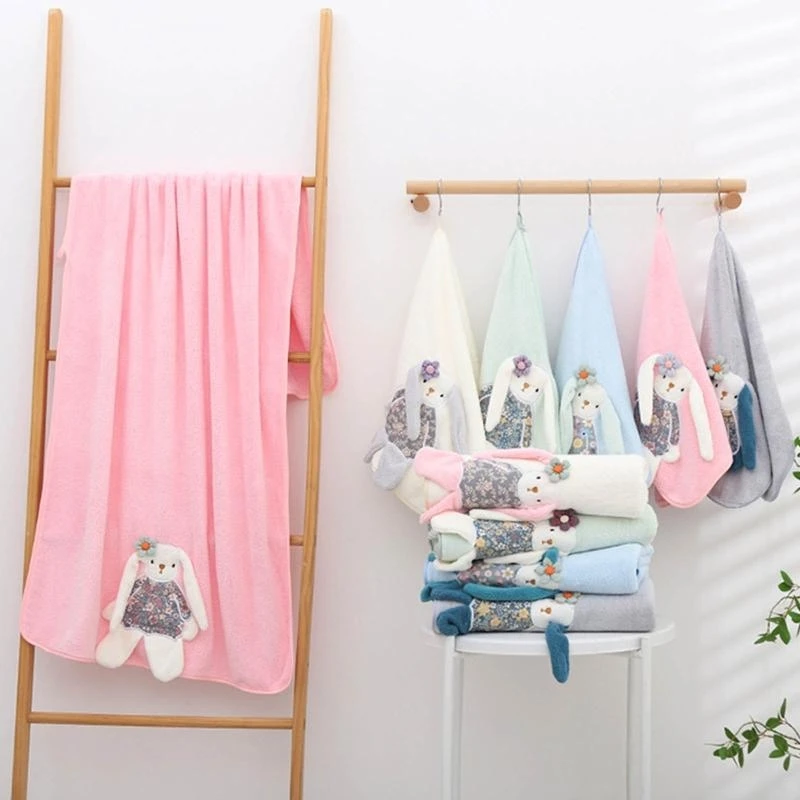 J15U 2 Pcs/Set Baby Infants Soft Coral Fleece Face Towel Bath Towel Receiving Blanket