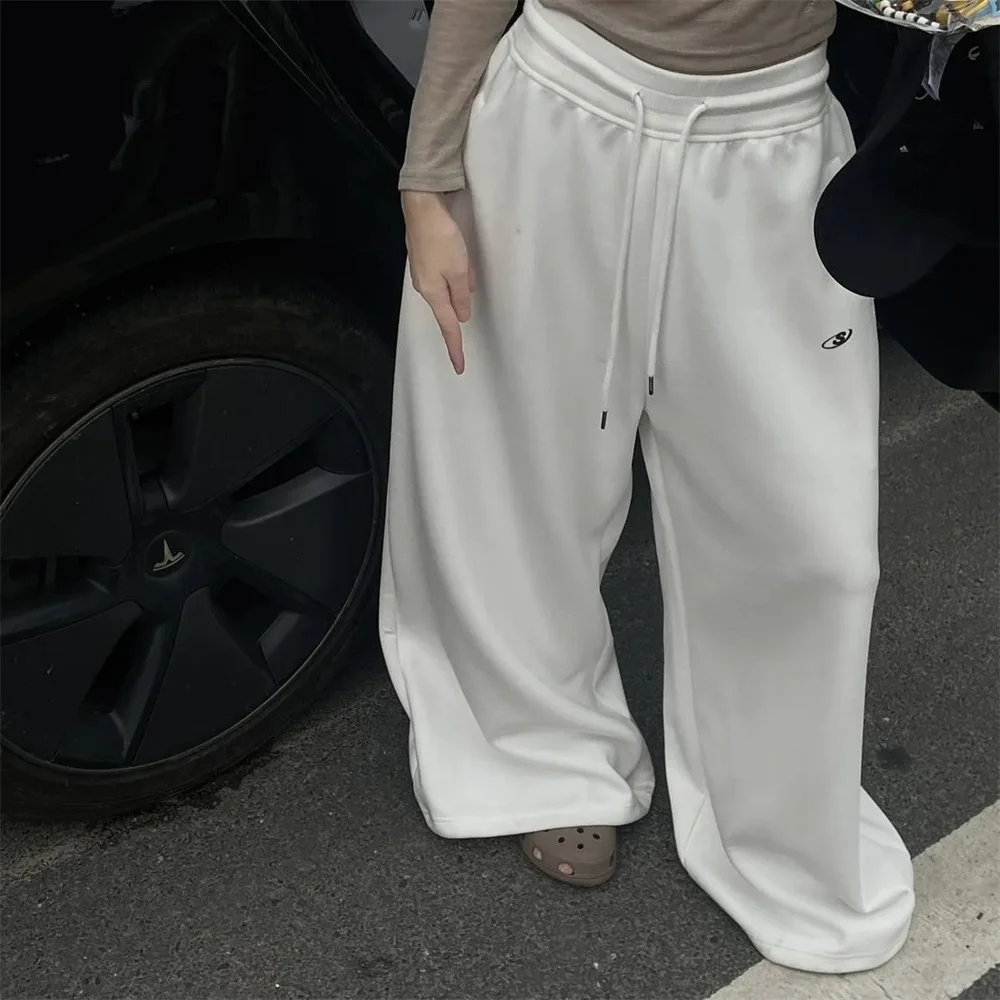 Retro Hip-Hop Oversized Woman Black Casual Sweatpants Korean Streetwear Loose Jogging Pants American High Waist Wide-Leg Pants