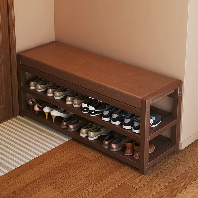 #￥Wood Bench Seat Ottomans Storage Modern Unique Stackable Lazy Step Stool Space Saving Minimalist Sillas Chinese StyleFurniture