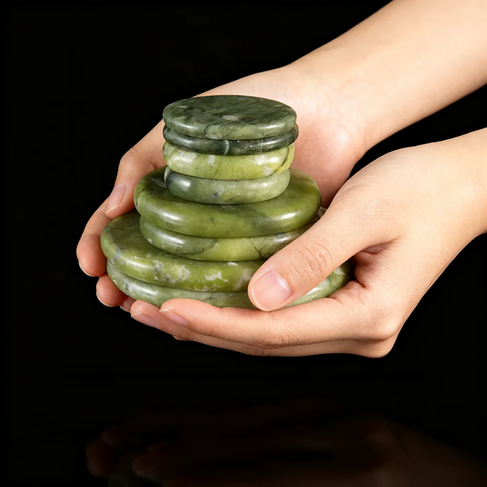 

1PC Natural Jade Hot Massage Stone for Relaxing Therapeutic Touch Healing Full Body Face Neck Back Massage Tool Skincare Beauty