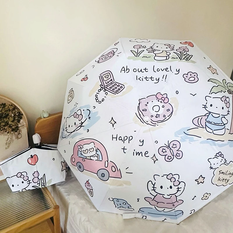 

Милый Зонт Sanrio Hello Kittys аксессуары милый Аниме Дождь или блеск солнцезащитный виниловый Зонт Игрушки для девочек подарок
