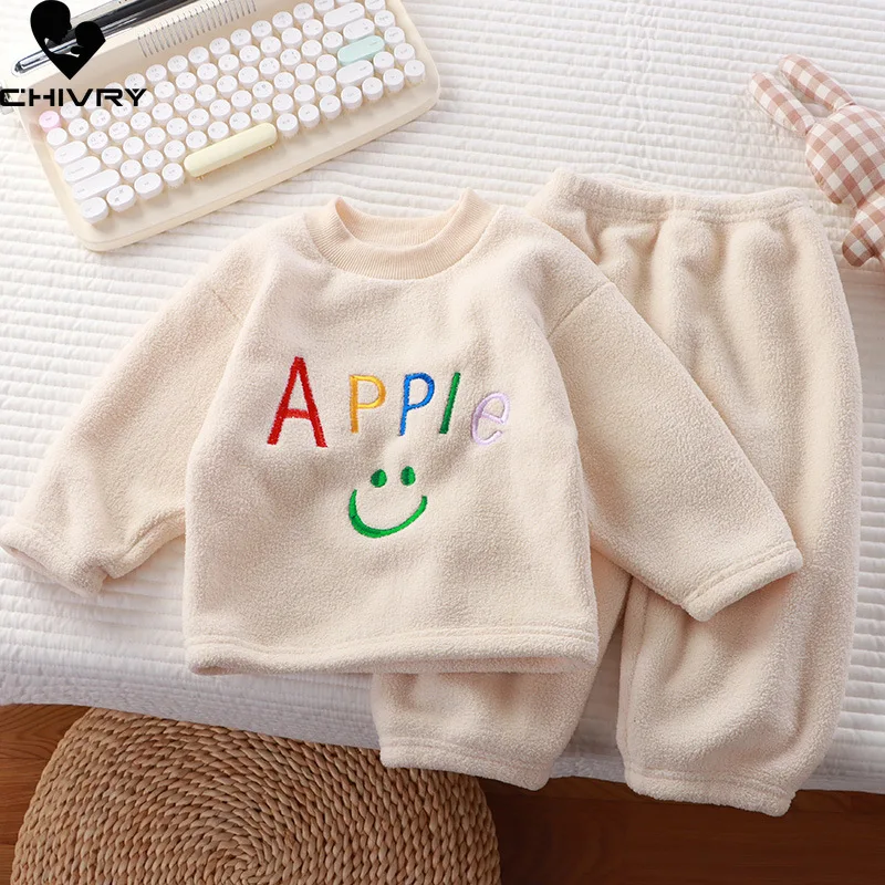 

Kids Casual Soft Flannel Pajamas Sets Boys Girls Cute Cartoon Sleepwear Toddler Baby Autumn Winter Thicken Warm Loungewear