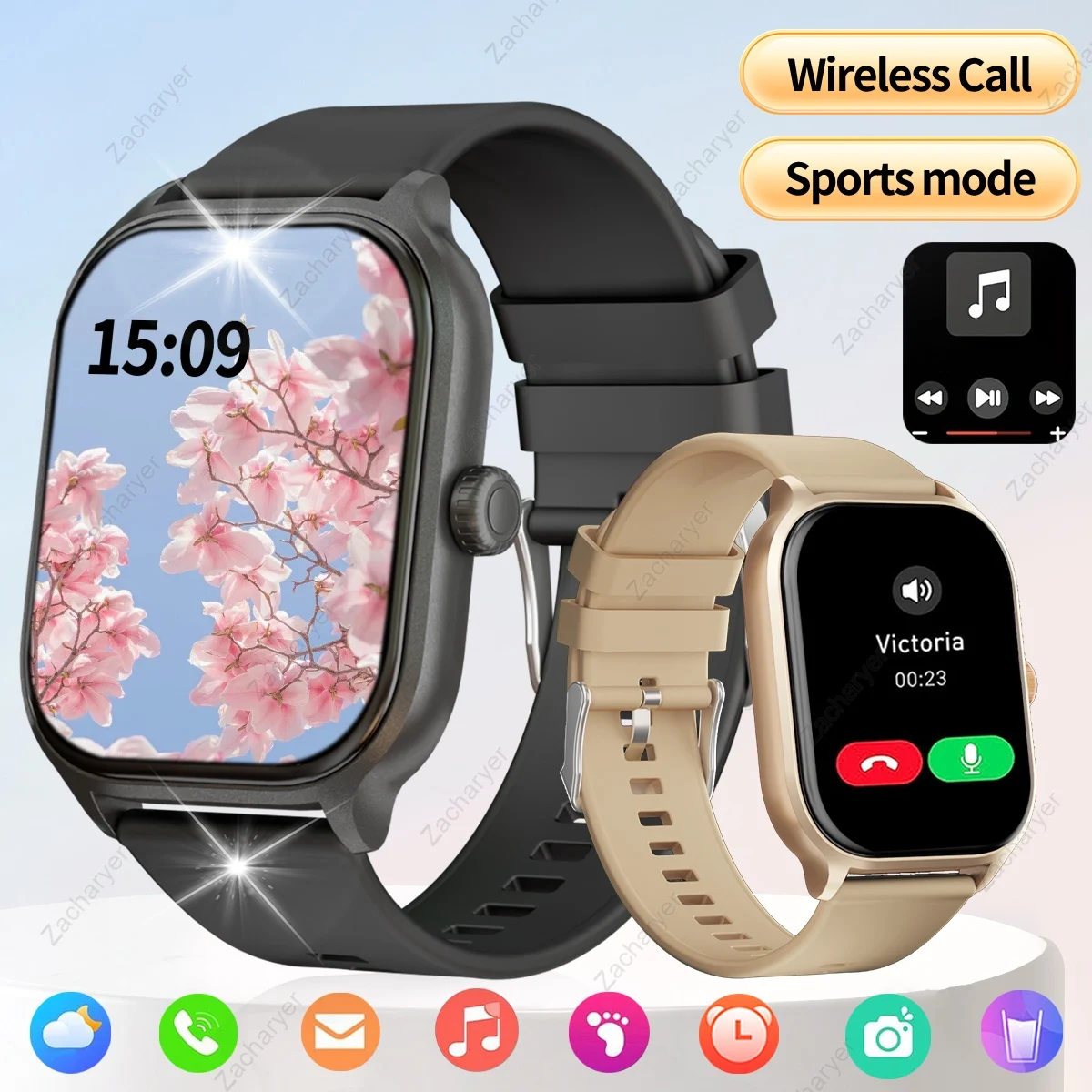 HOT With wireless call function, compatible with Android and iPhone, sports watch, application control, SMS reminder