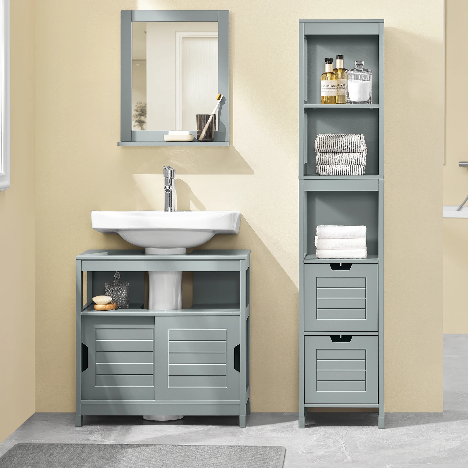 SoBuy FRG128-II lavabo sotto armadio mobili da bagno armadio da bagno con cuscino per i piedi Vanity sotto l'armadio
