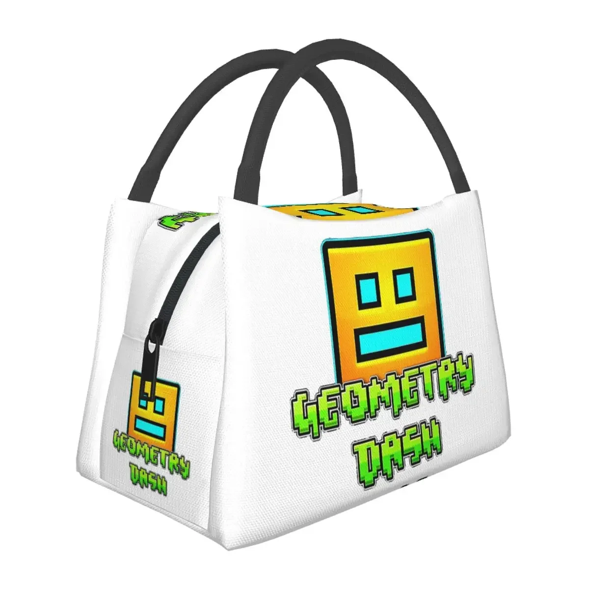 Video Game Geometry Dash Lunch Bags Insulated Bento Box Waterproof Lunch Tote Picnic Bags Cooler Thermal Bag for Woman Student