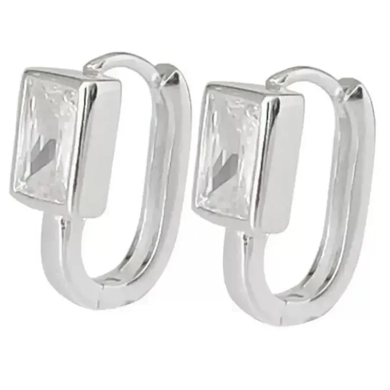 Minimalist Geometric White Zircon Earrings for Women Girl Korean Fashion New Fashion Jewelry Accessories Ladies Gift Party image 6