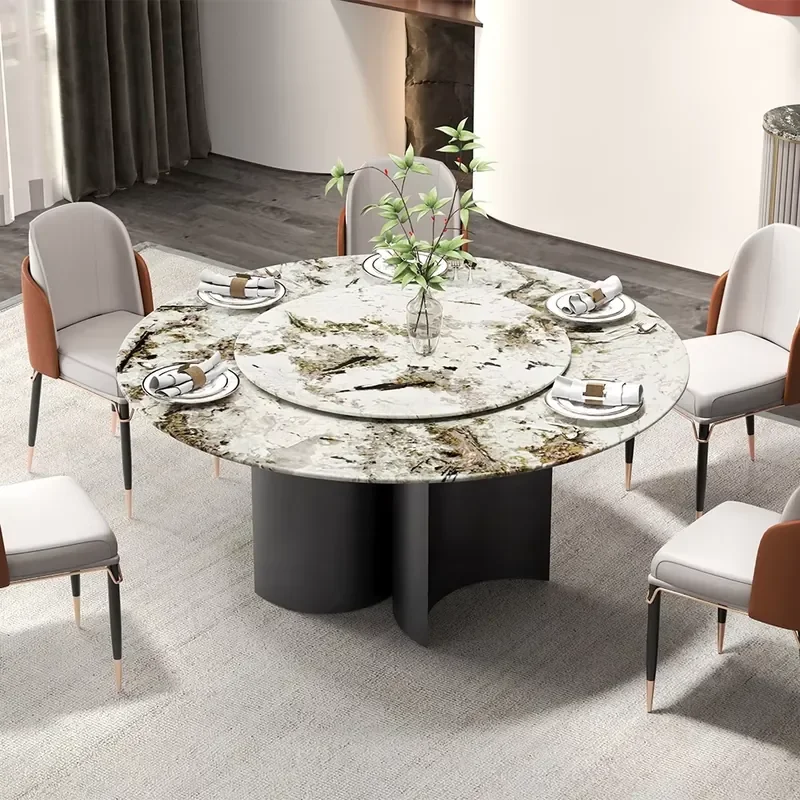 Large Dining Table Turntable Sintered Stone Round Lazy Susan Dining Table