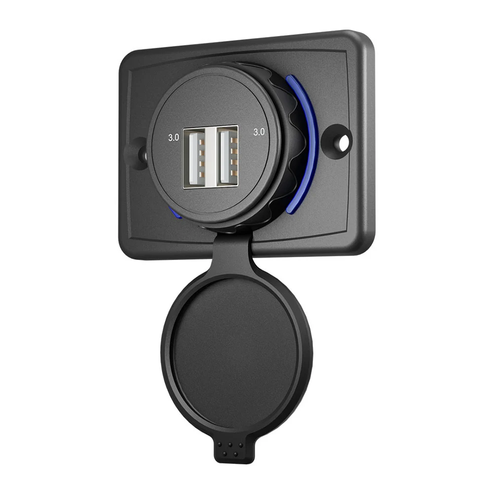 Waterproof For Car USB Charger LED Light Dual USB Port Fast Charging for Mobile Devices Compatible with 12 and 24 Volt Vehicles