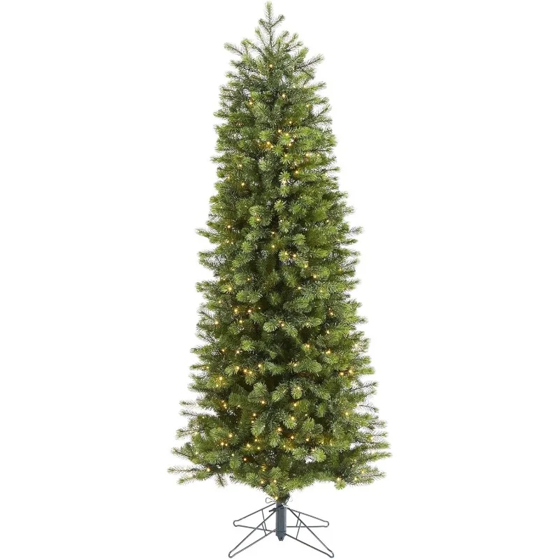 6.5ft.Slim Mountain Spruce Artificial Christmas Tree with 450 Multifunction with Remote Control Warm White Micro LED Lights