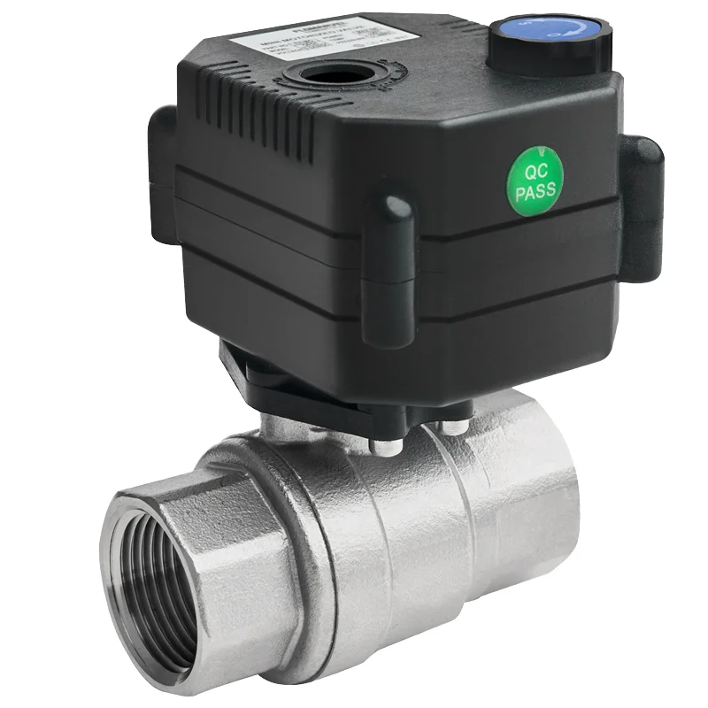 วาล์วน้ำบอลไฟฟ้าควบคุมอัตโนมัติแบบมินิ 2 ทาง พร้อมเกลียว DN32 12V สำหรับบ้านอัจฉริยะ
