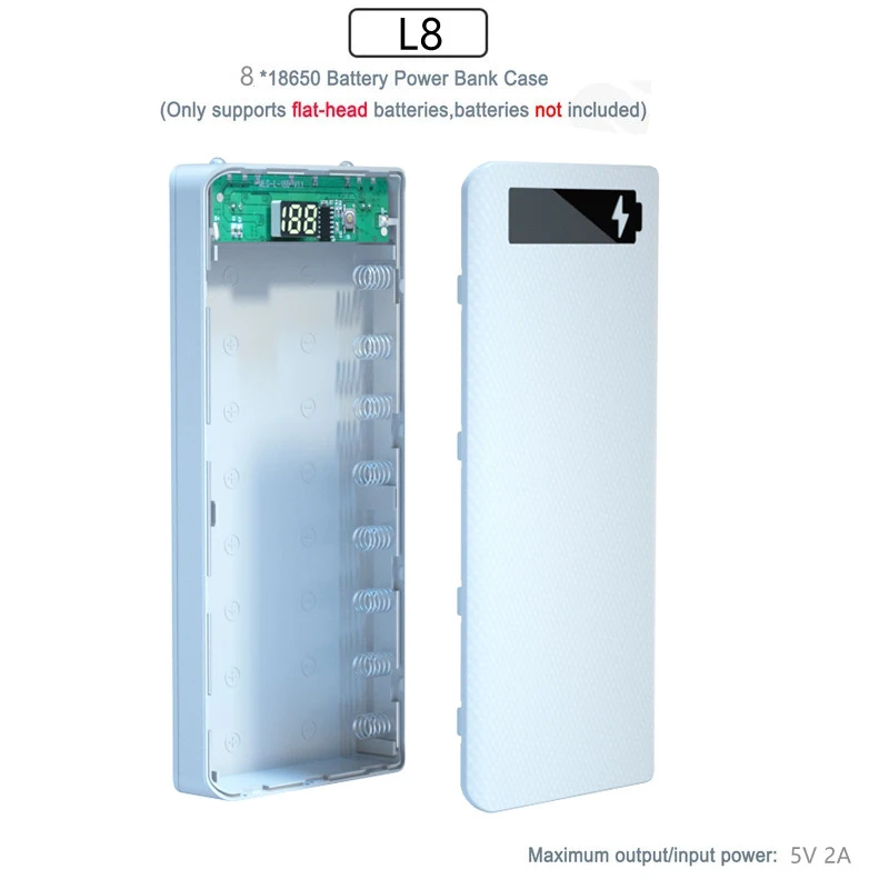10X18650 Power Bank Fall Batterie Halter Dual USB Typ C Lade Shell Für iPhone Xiaomi Huawei 8X18650 batterie Fall Lagerung Box