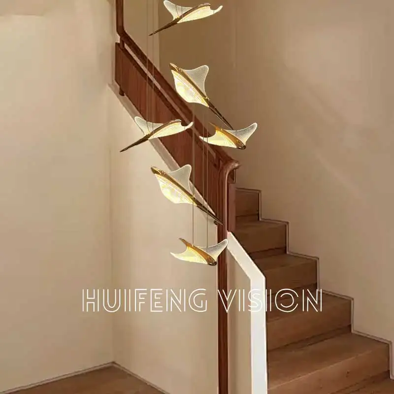 

Modern LED luxury Gold flying bird pendant ceiling chandelier lighting,Indoor Decorative fixtures villa Staircase Dining room