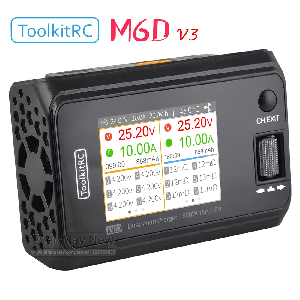 ToolkitRC M6D شاحن بطارية ليثيوم الطاقة 2-قناة تيار مستمر 500 واط 15A 1-6S ISP 2.4 بوصة لعبة التحكم عن بعد نموذج اكسسوارات السيارات FPV #3