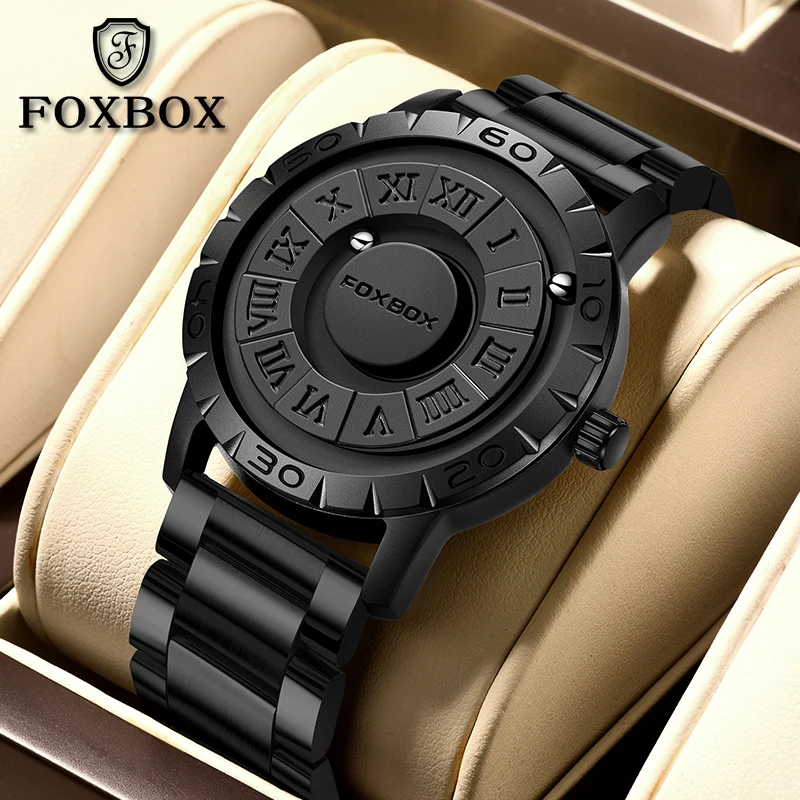 

FOXBOX 2025 новые роскошные мужские часы LIGE креативные кварцевые наручные часы с прокрутными бусинами водонепроницаемые часы магнитной силы мужские Reloj