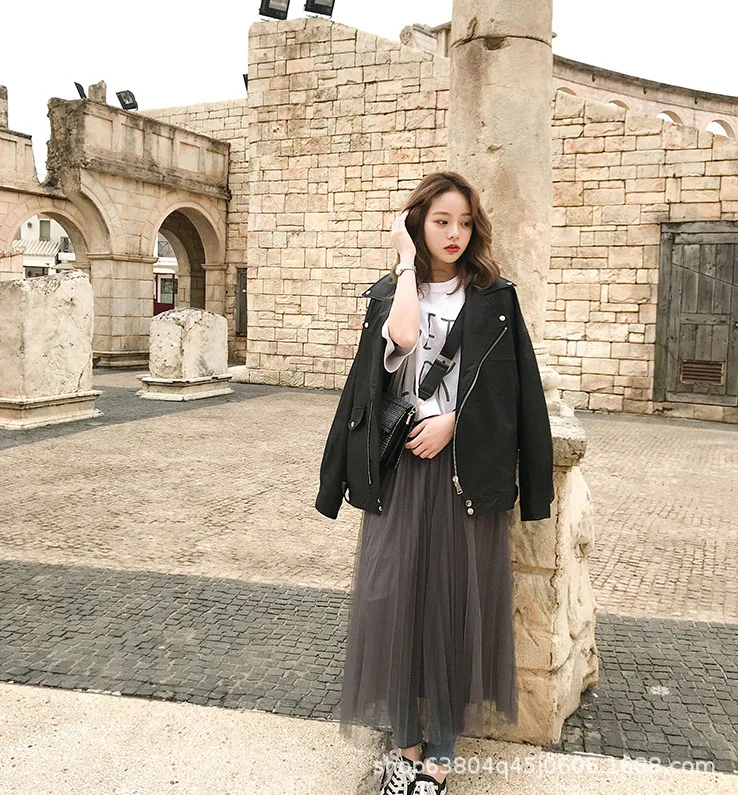 Chaquetas de piel sintética para mujer, abrigos cortos informales Y2k con cremallera y cuello vuelto, mangas largas, ropa de calle holgada, otoño 2025