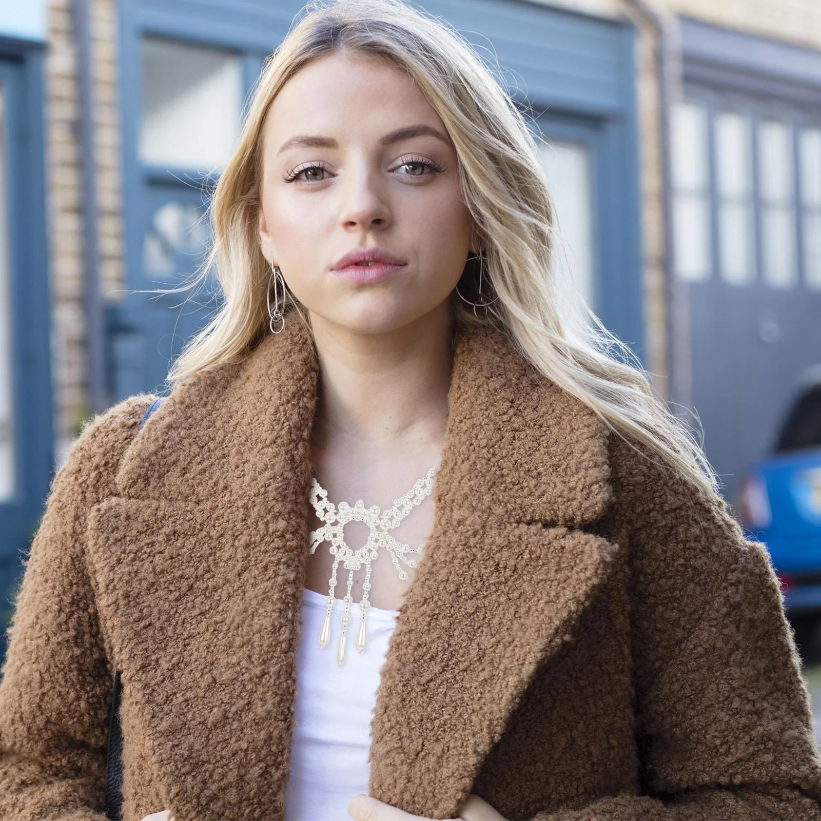 

Faux Pearl Necklace Elegant Clavicle Chain Stylish Wedding Accessory Trendy Neck Jewelry Women Tea Party Decoration