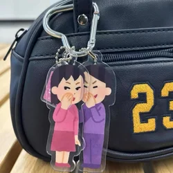 Japanese Illustration keychain Creative bag charms funny friend pendant cutecore trinkets Bag Pendant Gift Keyring Accessories