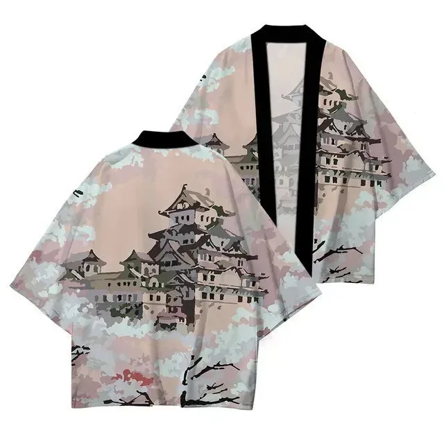 سترة كيمونو كوسبلاي للرجال على الموضة بطباعة المناظر الطبيعية هاوري ستريت ريترو