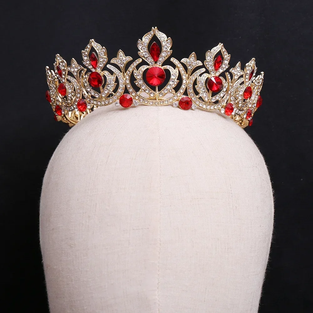 Fashion Full Round Gold Silver Tiara Green Crystal Golden Pageant Crowns Custom Made Tiara